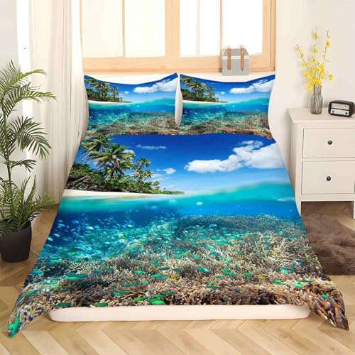 Housse de couette 200x200 mer poisson ambiance ocean pour votre chambre - 3