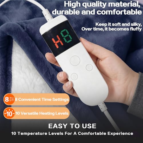 Image of Wearable Heated Blanket With Sleeves & Foot Pocket, Heated Throw Blankets Fast Heating Blanket With 10 Heat Settings Auto Shut Off Over-Heat Protection-Warm Gift, Machine Washable, 52 inch*72 inch+18 inch