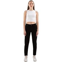 Kad n Stre  Pamuklu Mom Fit Kot Pantolon, Y ksek Bel, Dar Pa a, Siyah, 34 Beden