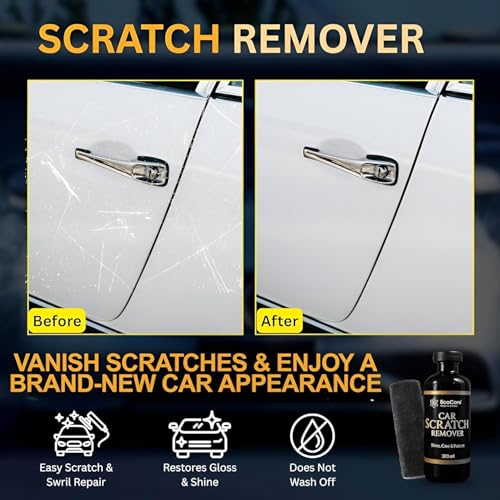 Image of EcoCare Car Scratch Remover Wax Polish for Vehicles | Repair Deep Scratches Swirl Remover and Paint Restorer Kit with Microfiber Cloth Polishing & Waxing Set for Cars, Bikes & Ev's 300ML (Pack Of 2)