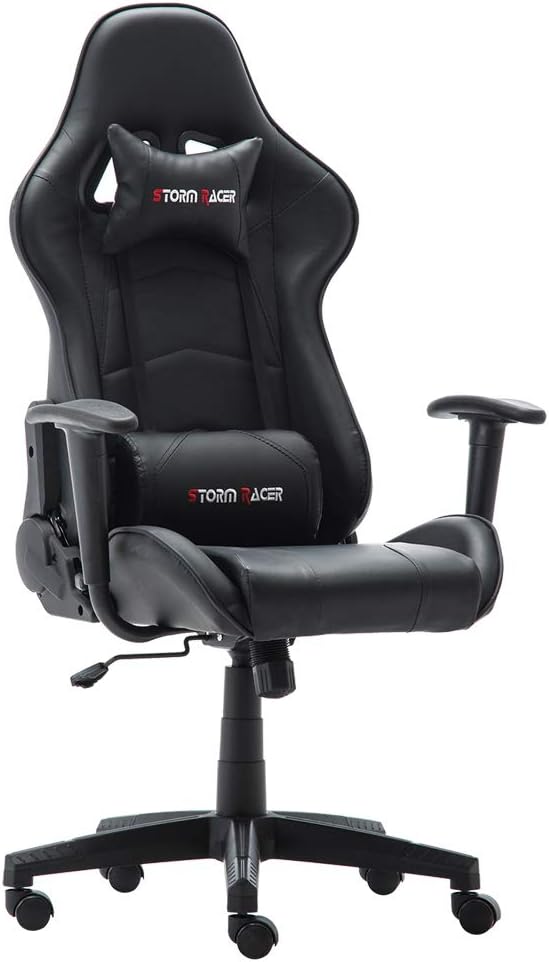 Storm Racer Erogonomic Gaming Chair Large Size Racing Style Computer Home Office Chair (Black,S)