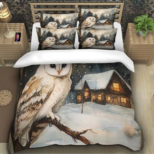 Housse de couette chouette 3D en microfibre supérieure super douce - 5