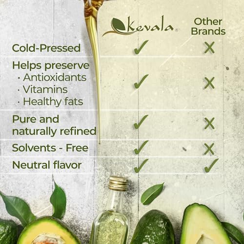 Image of Kevala Avocado Oil - Bulk Size | Cold Pressed | Non‑GMO Project Verified & Kosher | Multipurpose for High Smoke Point Cooking, Roasting, Sauteing & Skin Moisturizing - Kitchen Staple - 17.5 LB