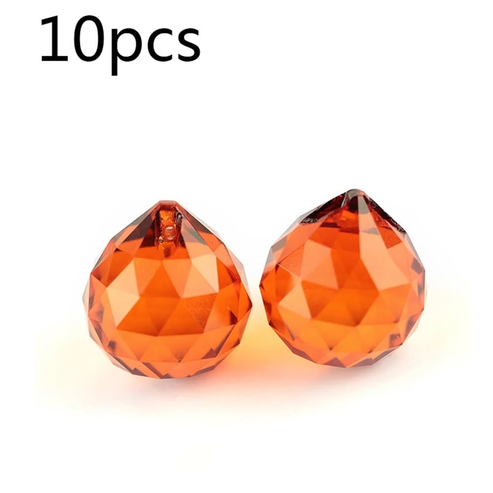 10 Stück Kristall facettierte Kronleuchter-Kugeln, 40 mm, gemischte Farben, Prisma-Teile, dekorativ(Orange Red)