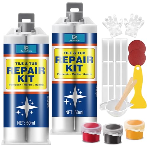 Kit de reparación de porcelana, kit de reparación de 100ml de azulejos y baños, para grietas, golpes, agujeros en un fregadero de bañera de cerámica