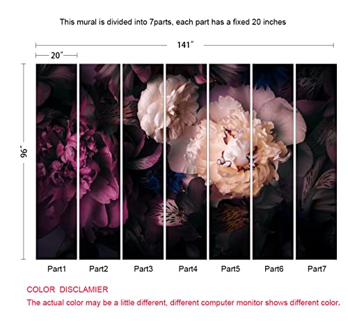 Mfwfm Dark Floral Wallpaper Peony Flowers Wall Mural Wallpaper For Girls Bedroom (Not Peel N' Stick) #TOP3