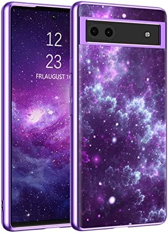 YINLAI Google Pixel 6a Case Glow in The Dark Slim Fit Shockproof Protective for Women Phone Cover Case for Google Pixel 6a, Purple Nebula