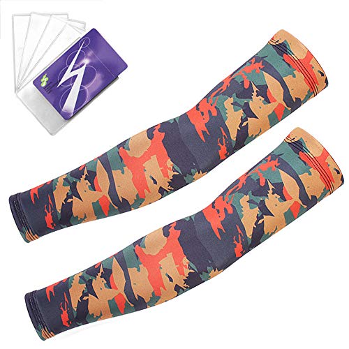 [Rivroo] アームカバー カモ 日焼け止め uvカット腕 アーム サポーター アームスリーブ 迷彩 冷える 滑り止め アームガード ウォーマー 涼感グッズ 運転 アウトドア 登山 バイク 自転車 サバゲー ゴルフ 釣り 野球 ランニング バスケ テニス ガーデニング メンズ レディース