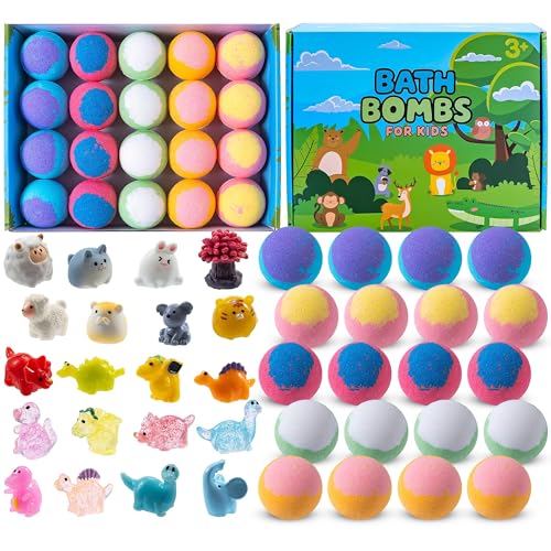 Beauenty Bath Bombs for Kids,20 Pack Bath Bombs with Surprise Toys Inside for Boys and Girls,Non-Toxic Bubble Bath Bombs with Animals Toys for Kids,Perfect for Birthday,Christmas (style 2)