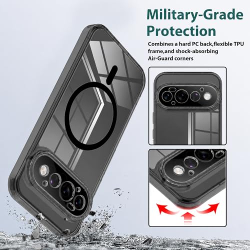 Image of Elzzi Anti Scratch Semi Translucent Cover for Google Pixel 10 Pro XL Case, Premium PC + TPU Magnetic Phone Cases Drop Proof, Compatible with Magsafe Slim Never Yellowing Shockproof