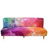 Surwin Sofabezug ohne Armlehnen Stretch Sofabettüberzug Antirutsch Clic Clac Sofahusse Sternhimmel Muster Schonbezug Protector für Klappcouch Schlafsofa mit 2-3 Sitzplätzen (L:190-230cm,Farbig)
