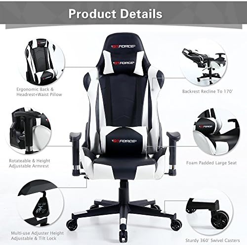 GTFORCE PRO FX RECLINING SPORTS RACING GAMING OFFICE DESK PC CAR FAUX LEATHER CHAIR (Red)