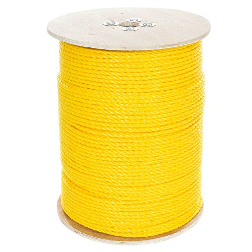 West Coast Paracord Twisted 3 Strand Polypropylene Rope (Yellow, 1/4 Inch, 100 Feet) - Waterproof and Floats in Water