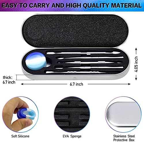 Wax Carving Tools Dab Stainless Steel Set with Metal Case for Jewellery, Sculpting, Modeling, Scraping Mini 5 Pcs (Silver)