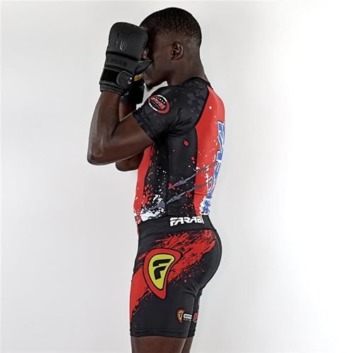 Farabi Sports MMA Short Vale tudo Pantalones Cortos de compresión Grappling Fight Training Match Compression Tight (Black/Red, M) - imagen 5