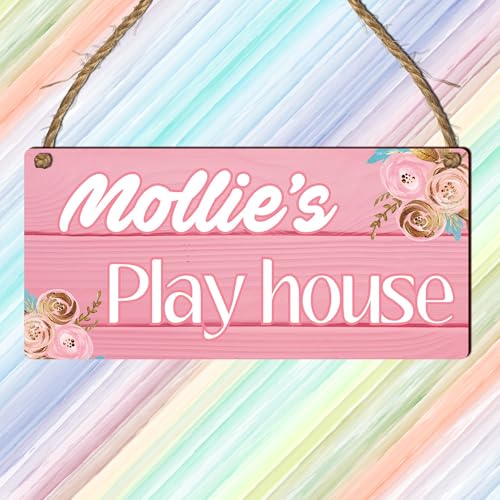 Personalised "Playhouse" Plaque – Customisable Children's Playhouse Sign for Indoor or Outdoor Use – for Kids' Playrooms or Garden Playhouses (Pink, Mdf Wood Indoor Use Only) - Image 8