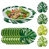 48 Pack Disposable Tropical Palm Leaf Paper Placemats 12.6'' x 13.6'' - Summer Hawaiian Luau Green Leaves Charger Place Mats for Party Decor,4 Designs