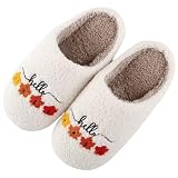 USSOLYW Hello Fall Slippers for Women Man Maple Leaf Slippers for Woman Memory Foam Hello Autumn Slipper for Women Autumn 4344