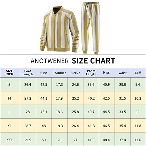 Anotwener Track Sweat Suits For Men Set Sweatsuits 2 Piece Sets Warm Up Tracksuit Jogging Suit Joggers Two Piece Outfits Jacket And Pants Sport Fashion Running Clothing Gold 078-M #TOP5