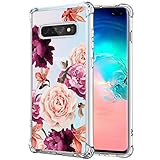 KIOMY Galaxy S10 Plus Case for Girls Women Clear with Flower Design Shockproof Bumper Protective Cute Floral Case for Samsung Galaxy S10 Plus 6.4 Inch Slim Fit Flexible Rubber Cell Phone Back Cover
