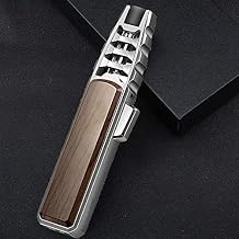 Solar Beam Torch - the Hottest on Earth, Turbine Torcher Lighter Jet Flame, Butane Gas for Lighter, Candle Camping BBQ Kitchen- Not Included, Windproof Walnut Silver