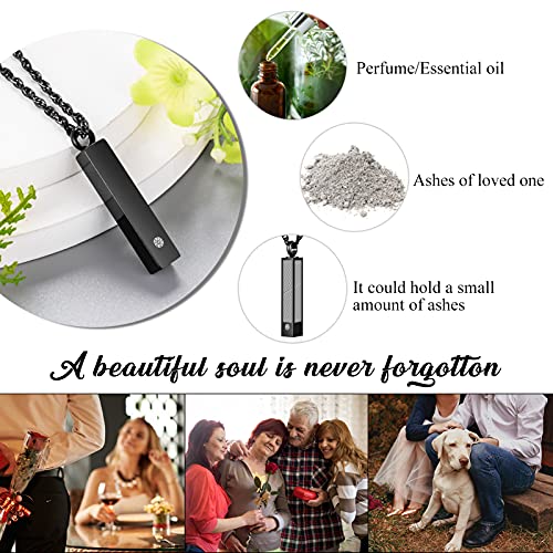 abooxiu 2 PCs Cremation Necklaces for Ashes Cube Urn Necklaces for Men Women Minimalist Vertical Ashes Necklaces Stainless Steel Memorial Ashes Holder - Black&Black by abooxiu - Used condition - Image 5