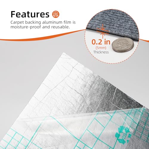 Vieshful Selbstklebende Teppichfliesen 50x50 cm, Zuschneidbare Teppichbodenfliesen, Weiche Nadelfilz Fliesen für Wohnbereich, Büro, Küche – 10 Fliesen pro Box / 2,5 m² Hellgrau