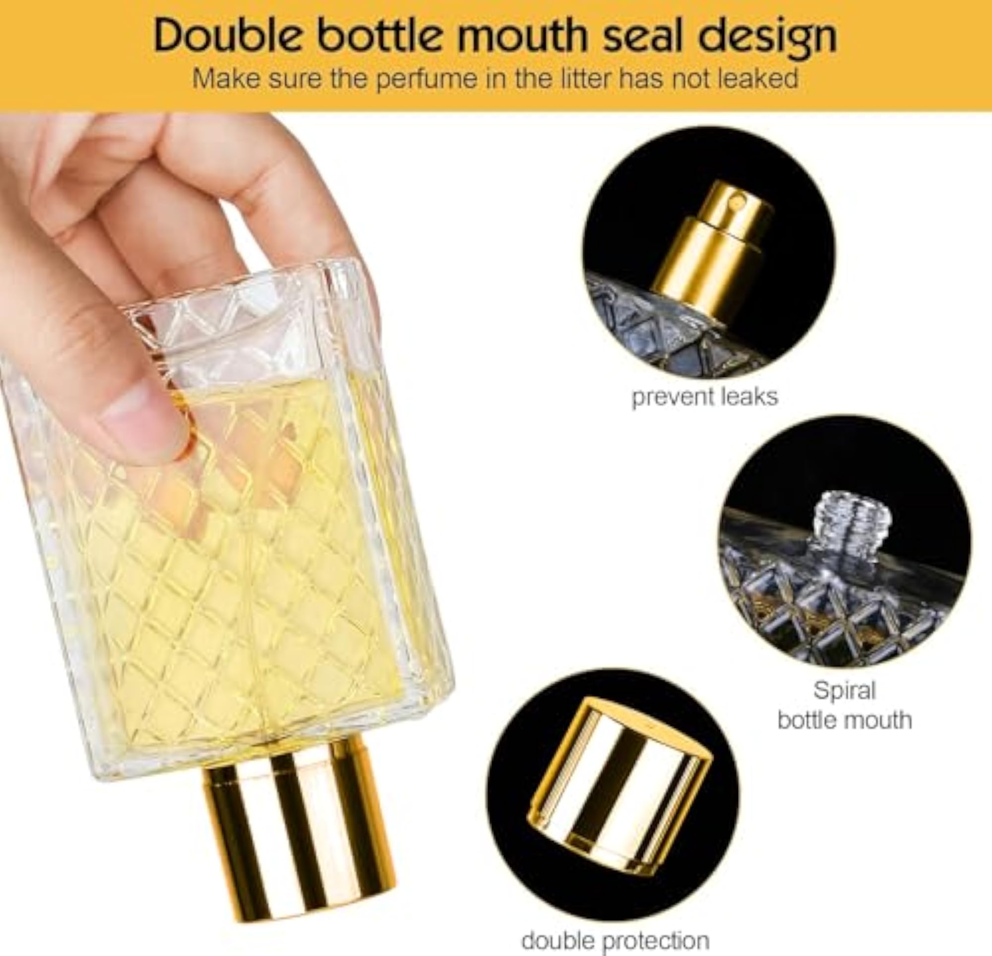 2Pcs Refillable Perfume Atomiser, Glass Travel Spray Bottle