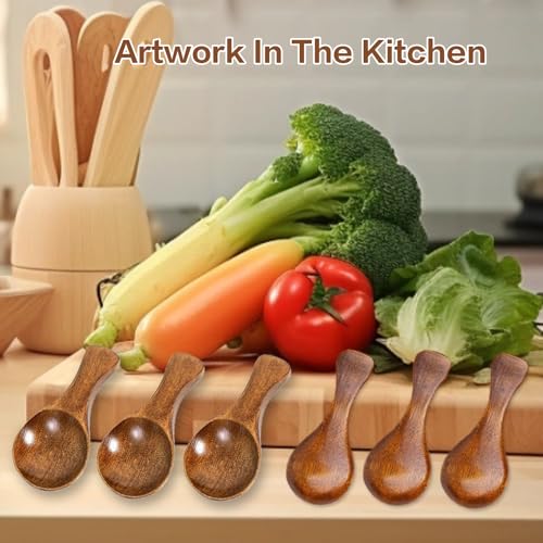 6 Pcs Small Wooden Spoons 3.15 Inch Honey Spoons