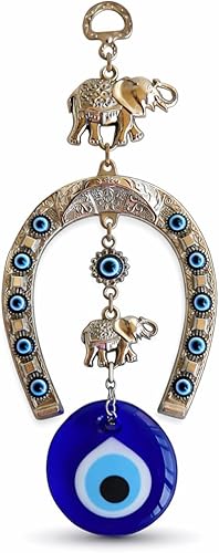 Miniatura 6 de Adorno colgante de pared de plata turca con elefante azul de ojo malvado - Amuleto de cuentas de Nazar turco - Protección para el hogar y dije de