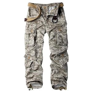 AKARMY Men’s Camo Cargo Work Pants Cotton Military Army Casual Tactical Combat Pants with Multi Pockets