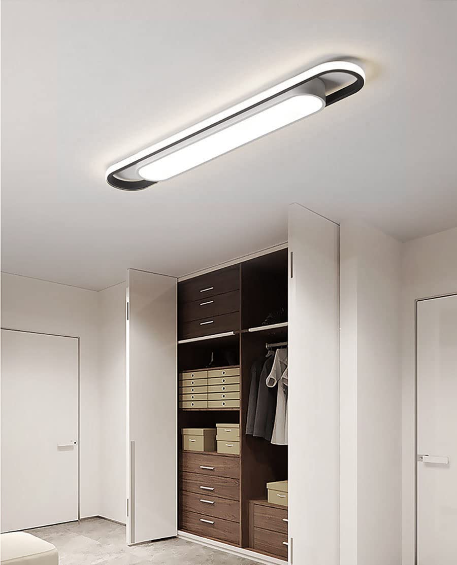 KZT LED Flur Deckenleuchte mit Bewegungsmelder Innen Deckenlampe mit Tageslichtsensor Modern 6000K Deckenbeleuchtung mit Sensor für Treppe Wohnzimmer Balkon Küche Garage Veranda BüRo Lampe (80cm)
