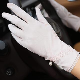 Guantes de protección solar para mujer (antideslizantes, protección UV, transpirables, seda de hielo y pantalla táctil), color rosa claro, tamaño talla única