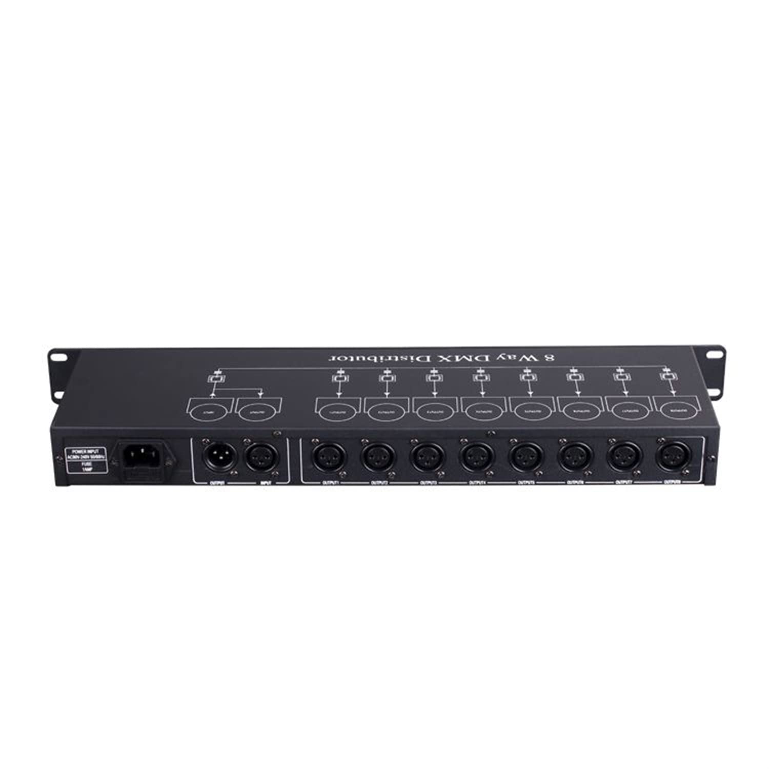 Controller per luci da palcoscenico professionale DMX512 Splitter per amplificatore di segnale luminoso Distributore DMX a 8 vie per apparecchiature da palcoscenico