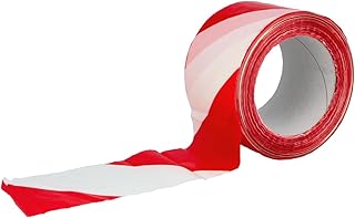 Amig - Cinta No Adhesiva de Balizamiento - Para Señalización y Advertencia de Peligro - Resistente al Agua y Flexible - PVC - 70 mm x 200 m - Cinta Rojo y Blanco