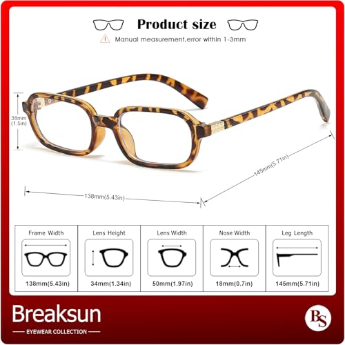 Image of Breaksun Retro Rectangle Glasses for Women Men Small Square Blue Light Blocking Glasses Vintage Eyeglasses