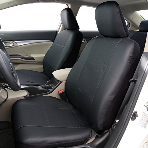 Fh Group Three Row Car Seat Covers Deluxe Leatherette With 8 Headrests, Airbag Compatible And Rear Split – Universal Fit For Cars Trucks & Suvs (Black) Pu007128 #TOP1