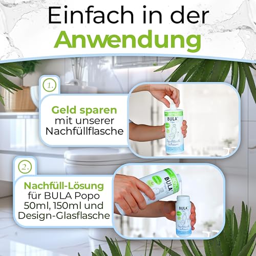 BULA® Popo NACHFÜLL-Flasche (750 ml) NUR ZUM AUFFÜLLEN unserer 150 u. 50 ml-Flasche! | ersetzt bis zu 1.000 Feuchttücher! | mit Inhaltsstoffen aus natürlichem Ursprung