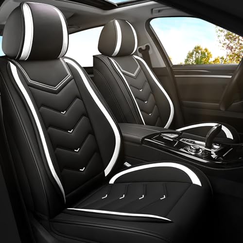 Image of ADERN Car Seat Covers for Jeep Wrangler 2000-2026, Premium Nappa Leather Car Seat Cover, Stylish Sport Seat Covers, Automobile Seat Cover Sets.(Standard 2 Seats /Black White)