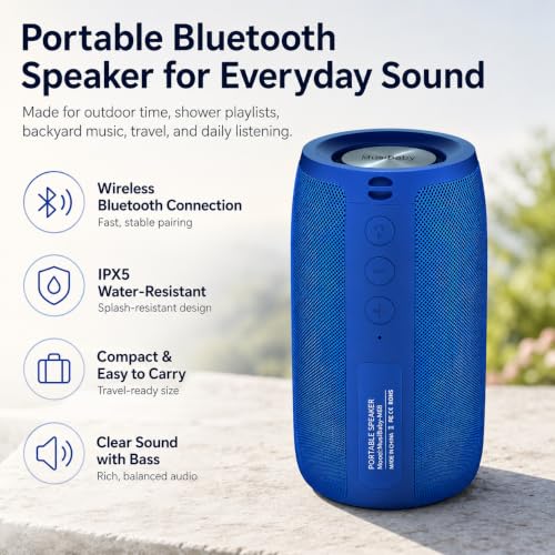 Image of Musibaby M68 Portable Wireless Speaker, 24H Playtime, Blue
