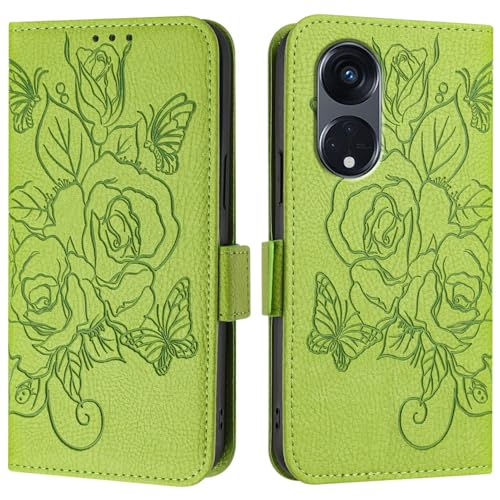 Étui antichoc OPPO Reno 8T 5G protection écran et dos anti-chute cuir vert
