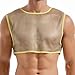 FIROTTII Mens Mesh Crop Tank Top Fishnet Sleeveless Undershirts See Through Vest Pride Parade Half Shirt Tops Golden