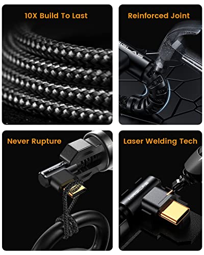 Image of MRGLAS 3.2A USB C Charger Cable, [2-Pack,6.6FT] USB A to USB C Cable | Right Angle,Gold-Plated, Type C Charger Fast Charging Durable Braided Cord for iPhone 17 16 Samsung S26 S25 S24 Ultra,Pixel