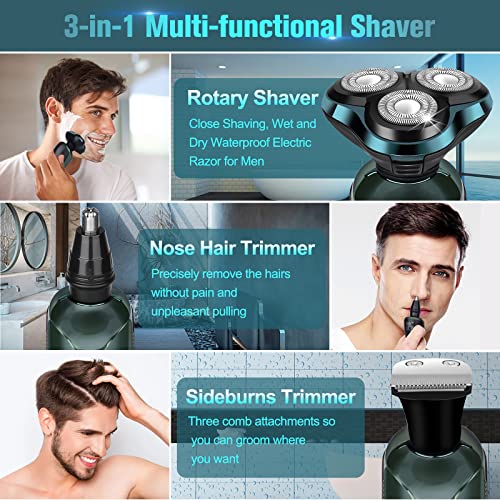 Image of Electric Razor For Men, New Upgrade Electric Shavers For Men Cordless Rechargeable 3D Rotary Men Shaver,Wet /Dry Mens Shaver,Waterproof Mens Razor For Shaving Gifts For Husband, Dad,Boyfriend