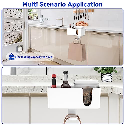 Miniatura 6 de Kdd Soporte Vaso Escritorio 4 En 1 Con Soporte Auriculares - Gancho Para Auriculares Giratorio Bajo Mesa Con 2 Agujeros De Cables - Soporte Desmontable Para Taza Móvil Bolígrafo Blanco