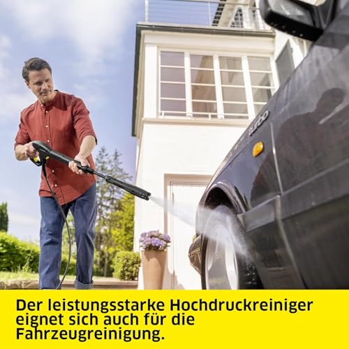 Kärcher Hochdruckreiniger K 5 FJ, Druck: max. 145 bar, Fördermenge: 500 l/h, Flächenleistung: 40 m²/h, Wasserfilter, Gewicht: 6,3 kg, HD-Pistole, HD-Schlauch, Dreckfräser, Vario Power Jet, Schaumdüse