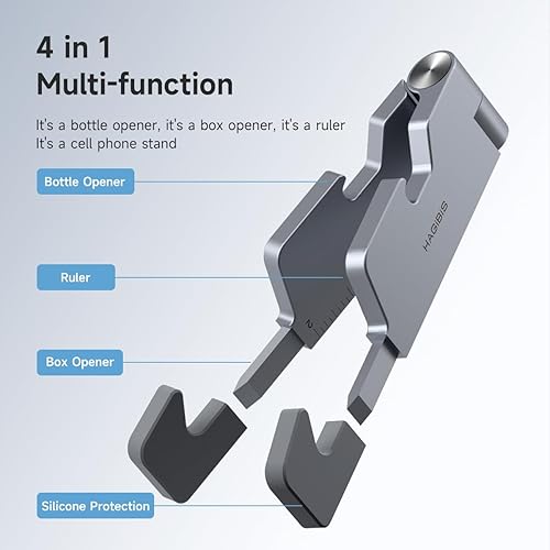 Miniatura 2 de Hagibis Cell Phone Stand for Desk, 4 in 1 Foldable Aluminum Portable Travel Phone Holder with Bottle Opener, Box Opener, Ruler for iPhone 16 15 14