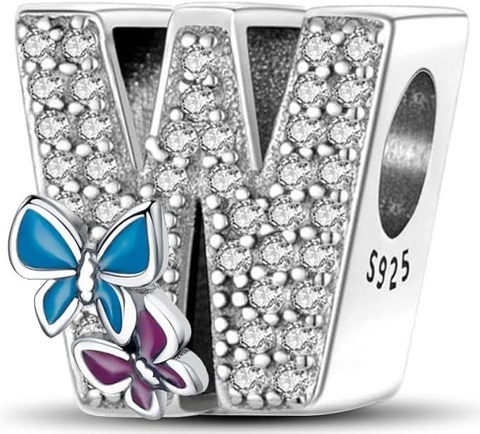FLUFLO Charm Anhänger Damen Buchstabe A-Z für Armband 925 Sterling Silber Charms Beads passend für Pandora Armband und Halskette, Kompatibel mit Europäischen Armbänder für Frauen Mädchen XAD