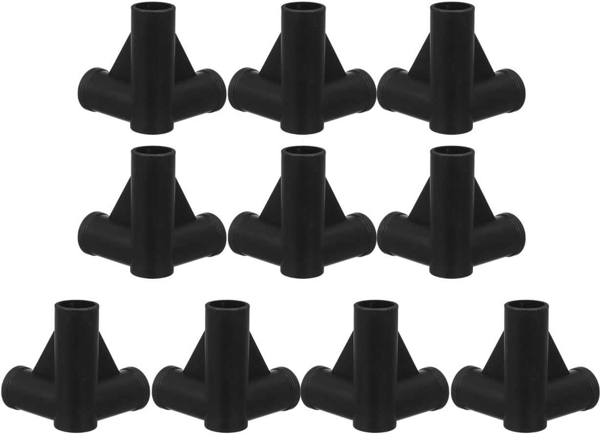 Mipcase 10pcs Plastic 3-way Tee Elbow Connector for Tent Pole and Storage Rack Frames, Black 19mm with Strong Loadbearing Capacity and Universal Compatibility, for DIY Furniture