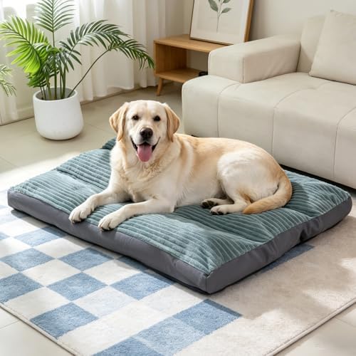 Large Dog Bed, 39" L x 30" W x 4" Th, Soft Corduroy Crate Pad wit...
